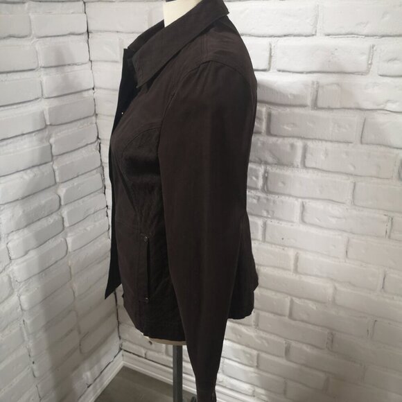 French Dressing Ladies Size Medium Dk Brown Button Front Jacket - Picture 4 of 11